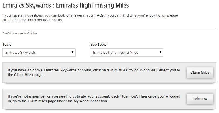 Emirates Missing Miles