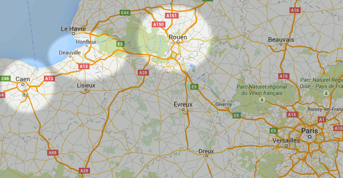 แผนที่เมืองทางภาคตะวันตกเฉียงเหนือของฝรั่งเศสในทริปนี้