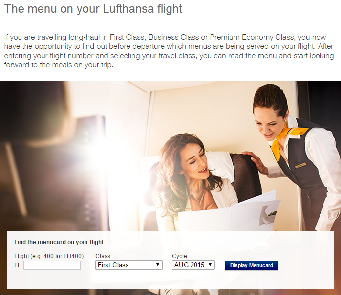 Lufthansa menucard