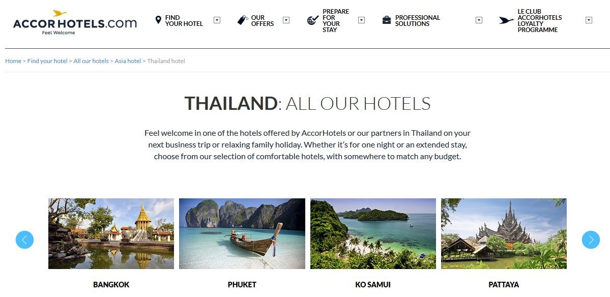 เว็บไซต์ AccorHotels Thailand