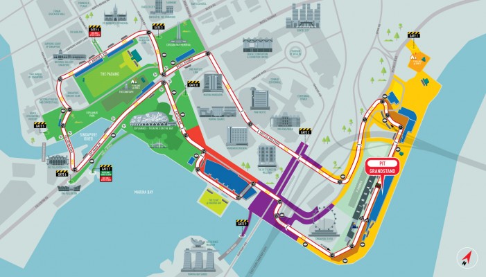 แผนที่สนามแข่ง F1 Singapore (ภาพจากเว็บไซต์ F1 Singapore)