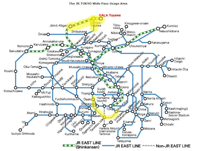 เส้นทางที่เพิ่มมาของ Tokyo Wide Area Pass2