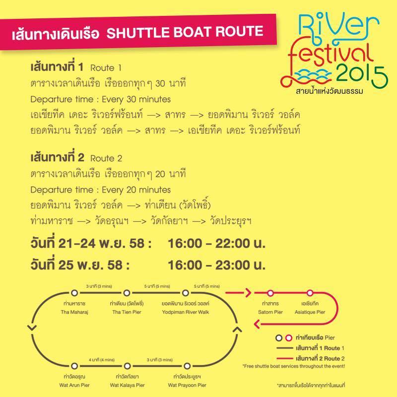 แผนที่เส้นทางเรือ “River Festival 2015 สายน้ำแห่งวัฒนธรรม"