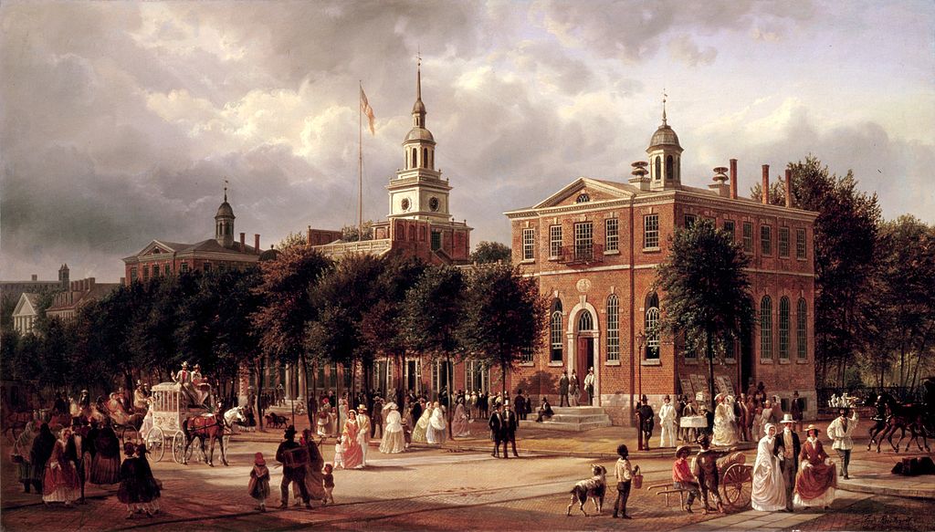ภาพวาด Independence Hall อาคารจุดกำเนิดประเทศสหรัฐอเมริกา โดยศิลปิน Ferdinand Richardt
