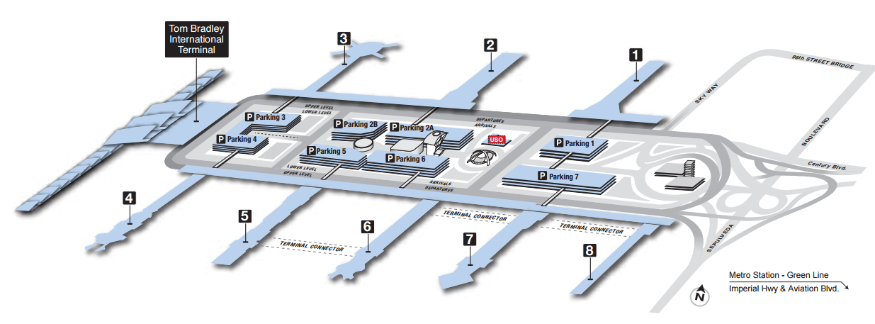 แผนที่สนามบิน Los Angeles (LAX)