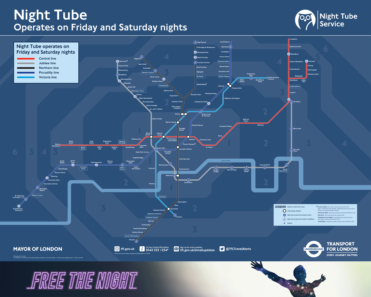 แผนที่รถไฟใต้ดิน London Night Tube (คลิกเพื่อดูขนาดเต็ม)