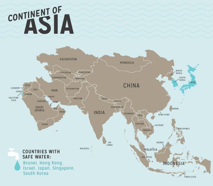 รายชื่อประเทศน้ำประปาดื่มได้ ในเอเชีย (Asia safety tap water)