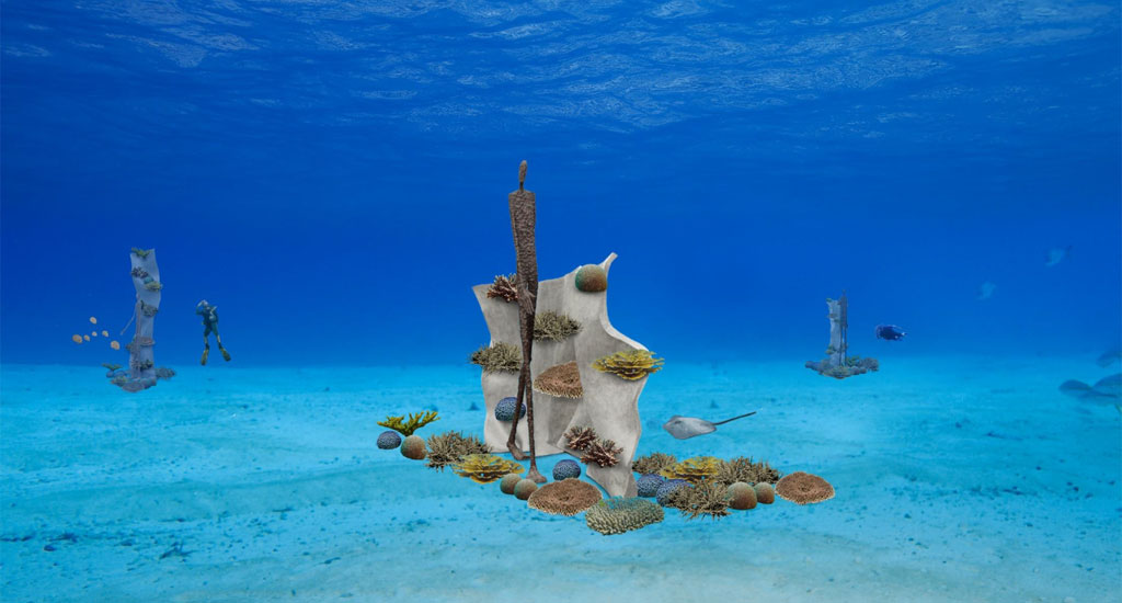 เกาะเต่า สร้างประติมากรรมใต้น้ำเป็นแนวปะการัง โดยศิลปินฝรั่งเศส