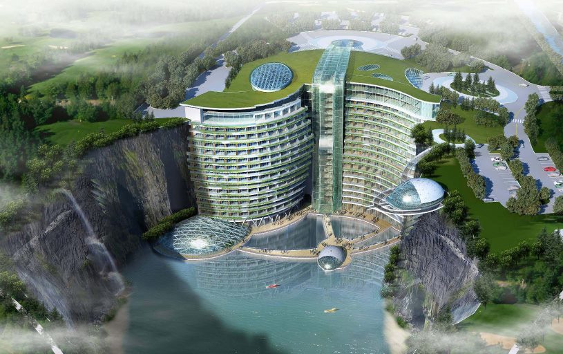 สุดอลังการ โรงแรม InterContinental ในจีน สร้างลงไปในเหมืองหินลึก 90 เมตร